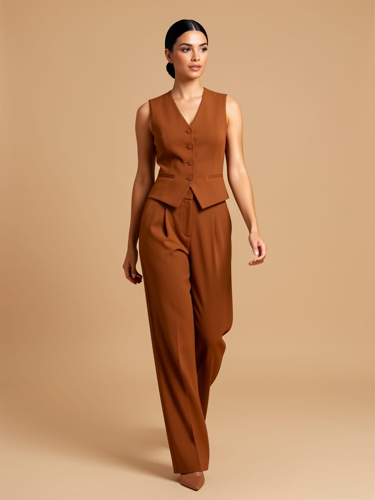 Conjunto colete e calça wide alfaiataria — 3