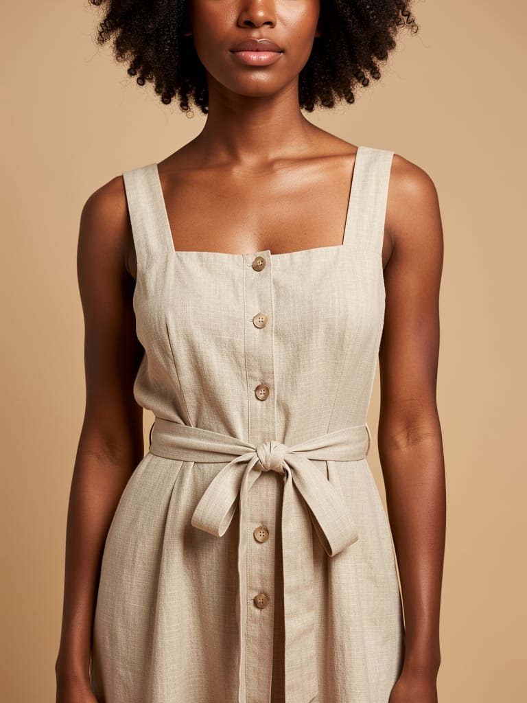 Button-front linen midi dress — 4